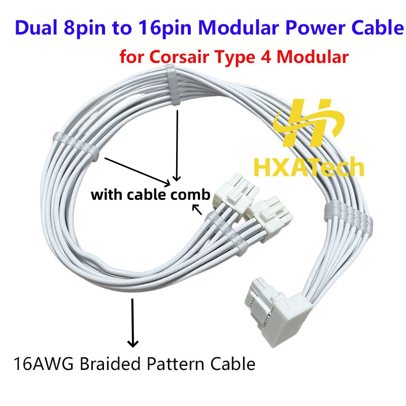 Dual 8Pin To 16Pin 12Vhpwr Cable - Hoge kwaliteit 16AWG gevlochten patroon dubbele